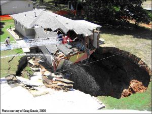 House Falling into Sinkhole